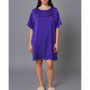 VTG Victorias Secret VS Gold Label Purple Satin Sleep Shirt Night Shirt Medium